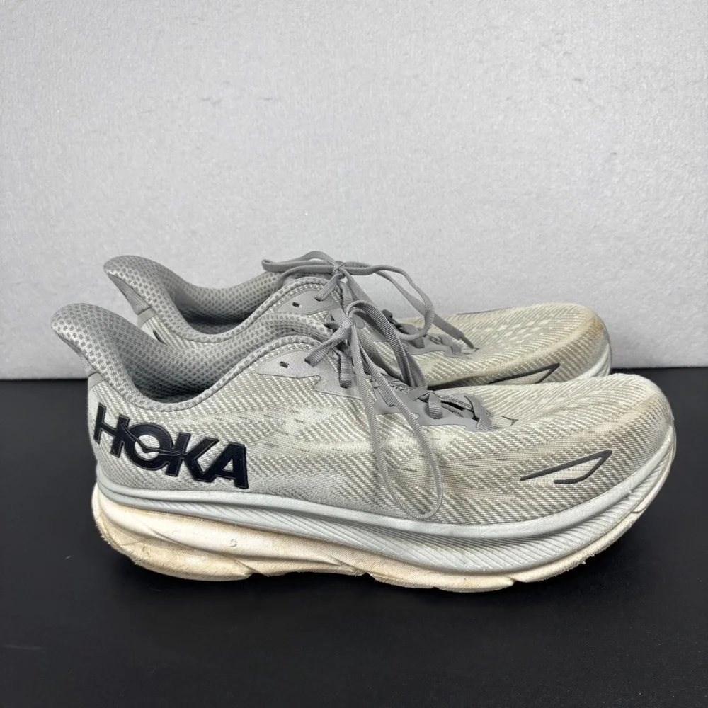 Hoka One One Clifton 9 Harbor Mist Gray Mens 14 D Running Shoes 1127895 HMBC
